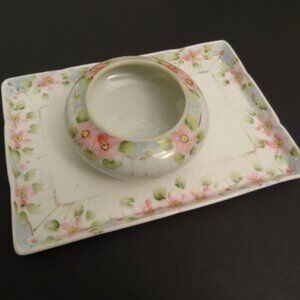 Vintage Nippon Hand Painted 2 Piece Dress Set, Floral Pattern